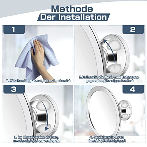 Miroir anti-buée de douche à ventouse pour un rasage sans frustration - 8