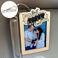 Car Photo Clip Personalized Car Visor Clip FREE PHOTO, Drive Safe Sun Visor Frame, Pixar Style Portrait, Dad Acrylic Picture Holder
