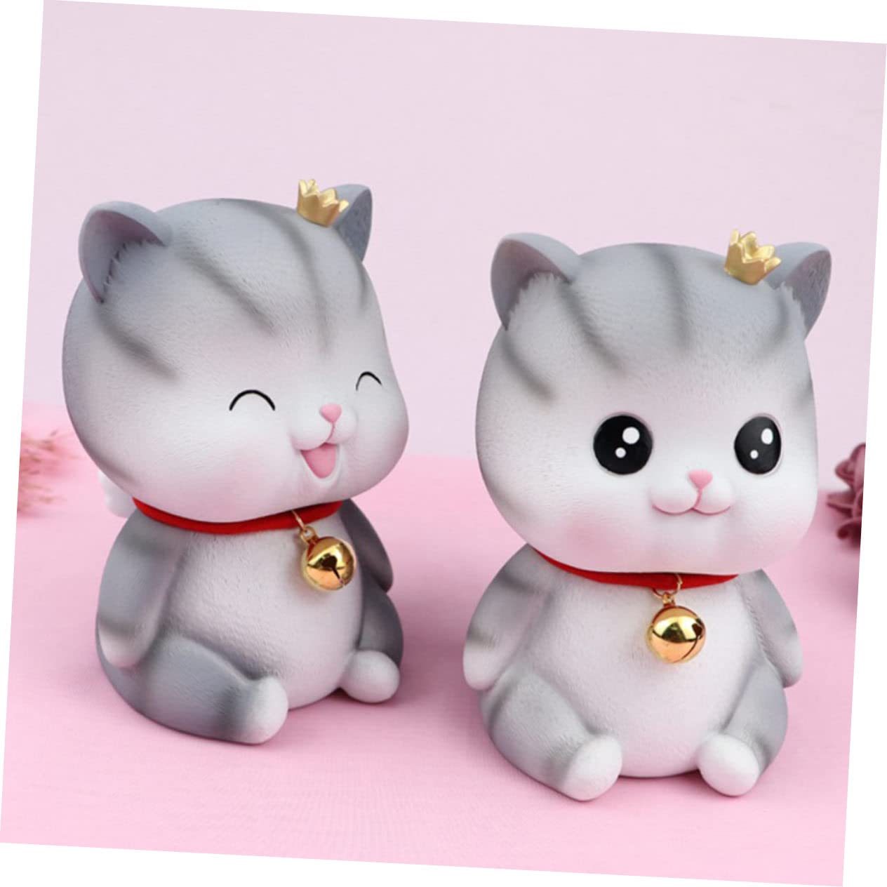 Hohopeti Tirelire Chat en Vinyle, Pot à Argenté pour Chatons, Motif Dessin Animé, pour Fille, Rangement de Monnaie, Décoration de Bureau Couleur Aléatoire