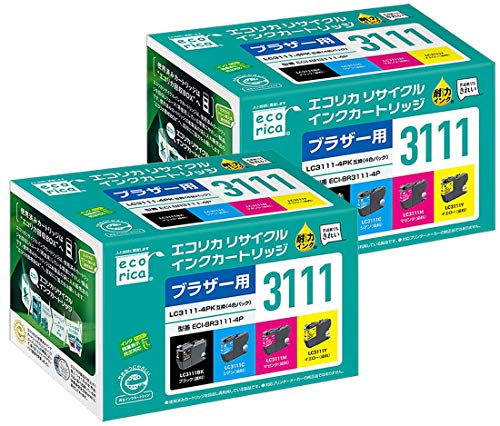エコリカ LC3111-4PK リサイクルインクカートリッジ 4色セット×2箱 
