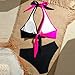 Women's 2026 Summer Color Block Bikini Set Twist Front V Neck Halter Two Piece Tummy Control Bathing Suit