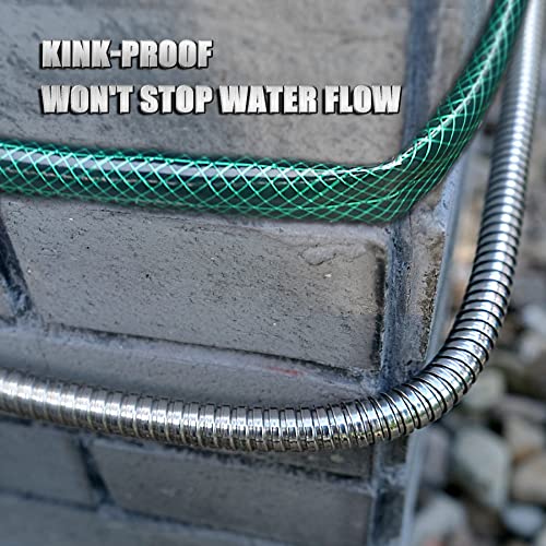 Cesun Metal Garden Hose, Short Connector Hose, Water Hose Extension, Extremely Flexible Lead-In Hose, For Hose Reel/Rv/Dehumidifier, Lightweight/Durable/Drinking Water Safe Ss Female To Male, 5Ft #TOP4