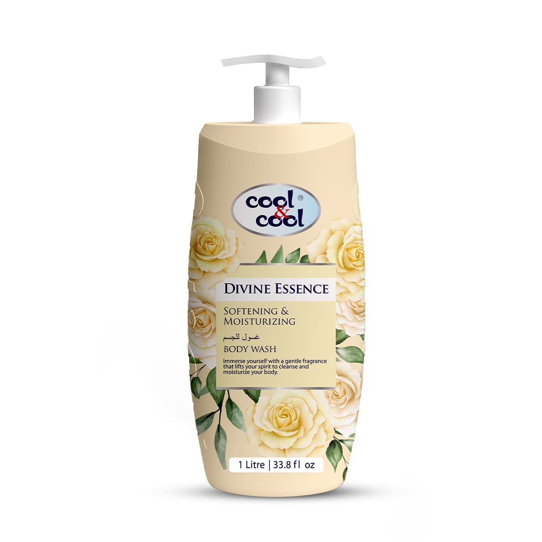 Cool & CoolDivine Essence Body Wash 1Liter - Vitamin E, Antibacterial, Skin-Softening, Moisturizing