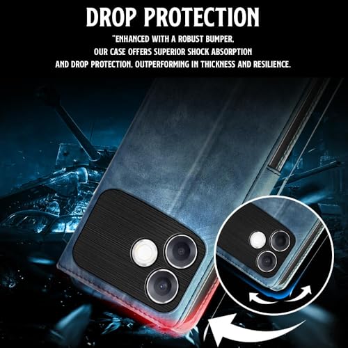 Image of WOW IMAGINE Shock Proof Flip Cover Back Case for Oppo F33 Pro 5G (Magnetic Button Flip Case | Wallet Pockets & Stand | Leather Finish | Aquamarine)