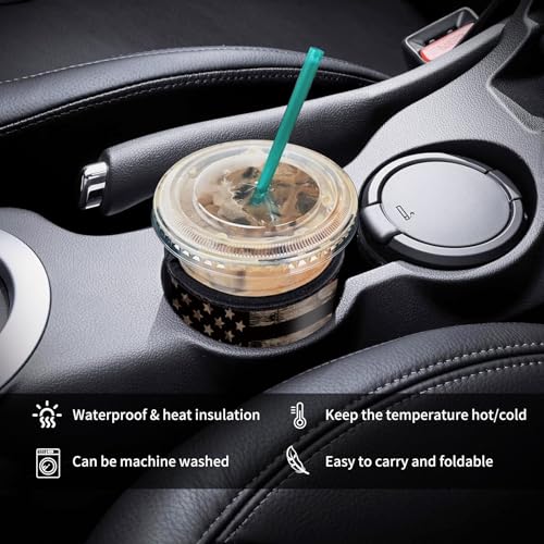 Image of 3 Pack Reusable Neoprene Insulator Sleeve for Iced Coffee Cups, Funny Coffee Cup Sleeves for 16-32oz Coffee cups, Cute Drink Sleeve for Cold Hot Beverages Cute Flag
