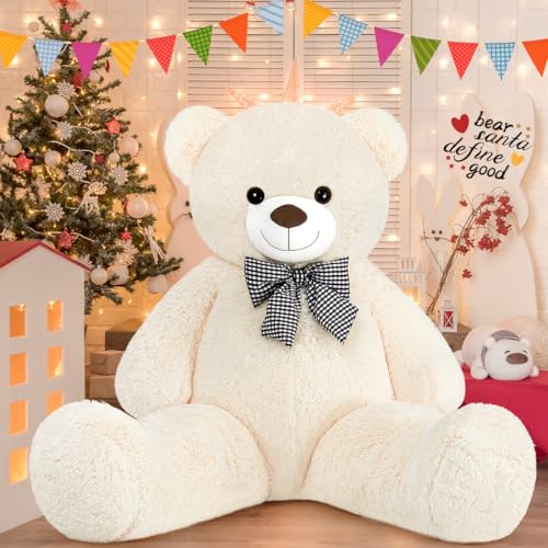 Sausudols XXXL Teddybär Großer Bär 140 cm groß Riesen Teddy Bär Stofftier Plüschtier Kuscheltier Geschenk für Kinder Freundin Beige
