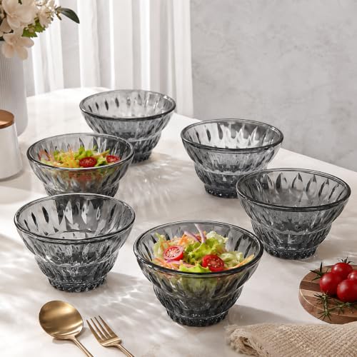 Image of WRINGO Glass Bowls for Kitchen Prep, Dessert, Dips, and Candy Dishes, Cake, Snack Bowl Set of 6 Or Nut Bowl, and Microwave Safe Clear Glass Bowls for Mixing, Storing Size 5 Inch (Set of 6, WD-10)