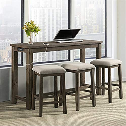 Picket House Furnishings Stanford Multipurpose Wood Bar Table Set in Gray