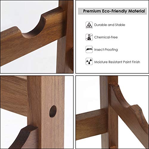 Everous Wooden Wine Rack, 7 Tire Floor Wine Storage Rack, 28 Bottles Holder, Freestanding Display Rack For Kitchen, Pantry, Cellar, Natural #TOP2