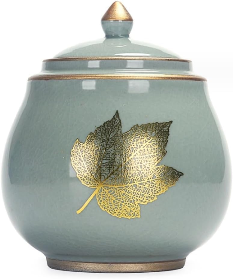 Ginger Jar Decorative Ancient Chinese Porcelain Ceramic Temple Jar with Sealed Lids Home Kitchen Dining Storage Jar (Size:12 * 14cm,Color:A)