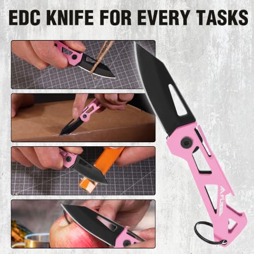 Image of FLISSA Mini Folding Pocket Knife-Pink | Small Size, EDC Tool, Gift for Women Girls Men, Compact, Lightweight, Outdoor, Easy to Access, Rust Resistance