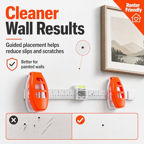 Hang Hero-3-in-1 Picture Hanging Tool, Magnetic Nail Hanger with Level Ruler, No Hammer Wall Mount Tool for Frame Mirror Gallery Decor, Comes with 20 Brad Nails — view 3