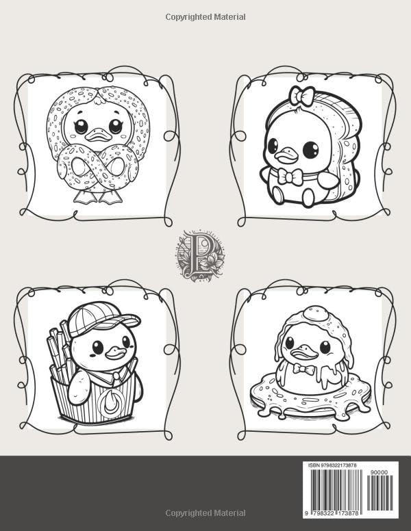 Rubber Ducks Food and Snacks Coloring Book for Kids, Teens and Adults: 56 Simple Images to Stress Relief and Relaxing Coloring (Quacky Creations: Rubber Duck Coloring Books) - Image 2