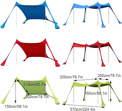 Portable Shade Canopy For Outdoor Adventures Wind-resistant Picnic Tents For Outdoors Beach Tent Sun Shelter Neso Tent, red, Two irons