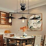 Lfoute Lampa Wisząca Vintage Industrialna żyrandol Bilardowy E27 Czarna Metalowa Lampa Wisząca Koło Retro Pasowe Lampa Sufitowa Do Jadalni Loft Salon Kuchnia Kawiarnia Przedpokój