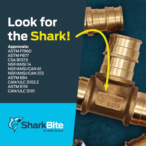Image of SharkBite 2 Inch Expansion FNPT Adapter for PEX-A Pipe, Pack of 5, Brass Plumbing Fittings, Female NPT Adapter for PEX-A Tubing, UAB115450F