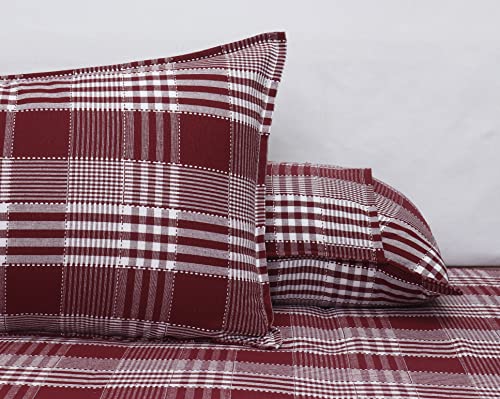 Image of AIRWILL, 200GSM Handloom Cotton Double Bedsheet with 2 Pillow Covers (Track Dobby Maroon)