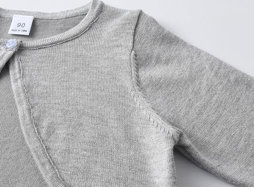 Girls Knitted Cardigan 100% Cotton Bolero Shrug Kids Long Sleeve Solid Colour Dress Cover Up3