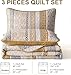 WONGS BEDDING Boho Quilt Set Full Size, Brown Bohemian 3 Pieces Quilt Sets, Lightweight Microfiber Bedspread Coverlet Bedding Set for All Season (78
