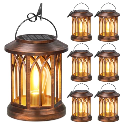 WdtPro Solar Lanterns Outdoor Hanging 6 Pack, Upgraded Bright Lantern Lights Outdoor Waterproof, Solar Powered Lantern Over 12Hrs Solar Lights for Outside Garden Yard Patio Decor (Copper)