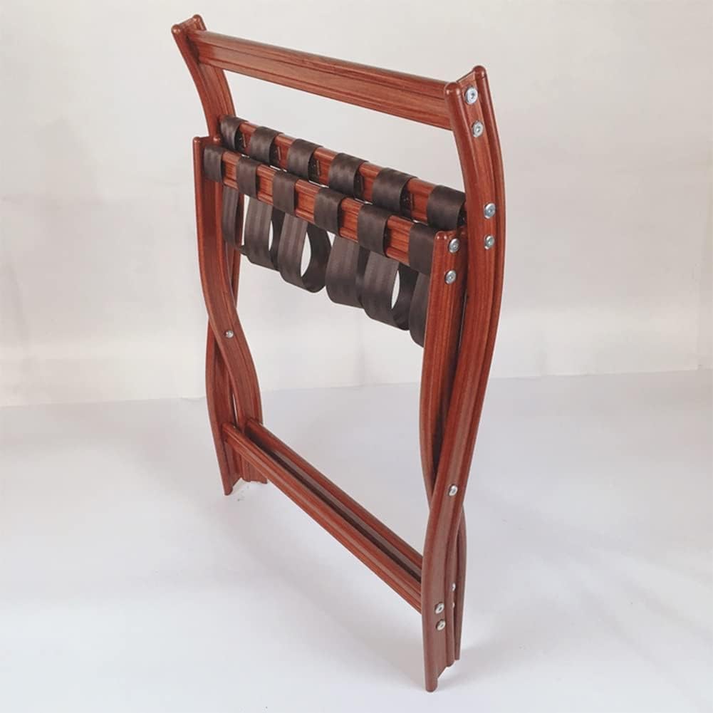 Luggage Rack Metal Suitcase Luggage Stand with 6 Straps for Bedroom,Guest Room Luggage Rack, Guest Room, Hotel(Brown-b,59x47x70cm)