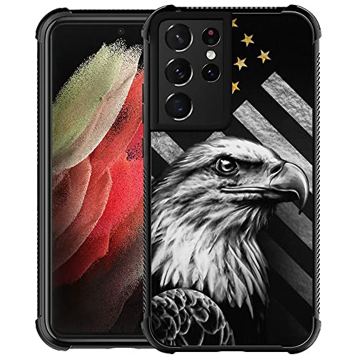 ZHEGAILIAN Case Compatible with Samsung Galaxy S23 Ultra Case,Black and White Eagle Flag Graphic Design Acrylic Shockproof Anti-Scratch Hard Case for Samsung Galaxy S23 Ultra