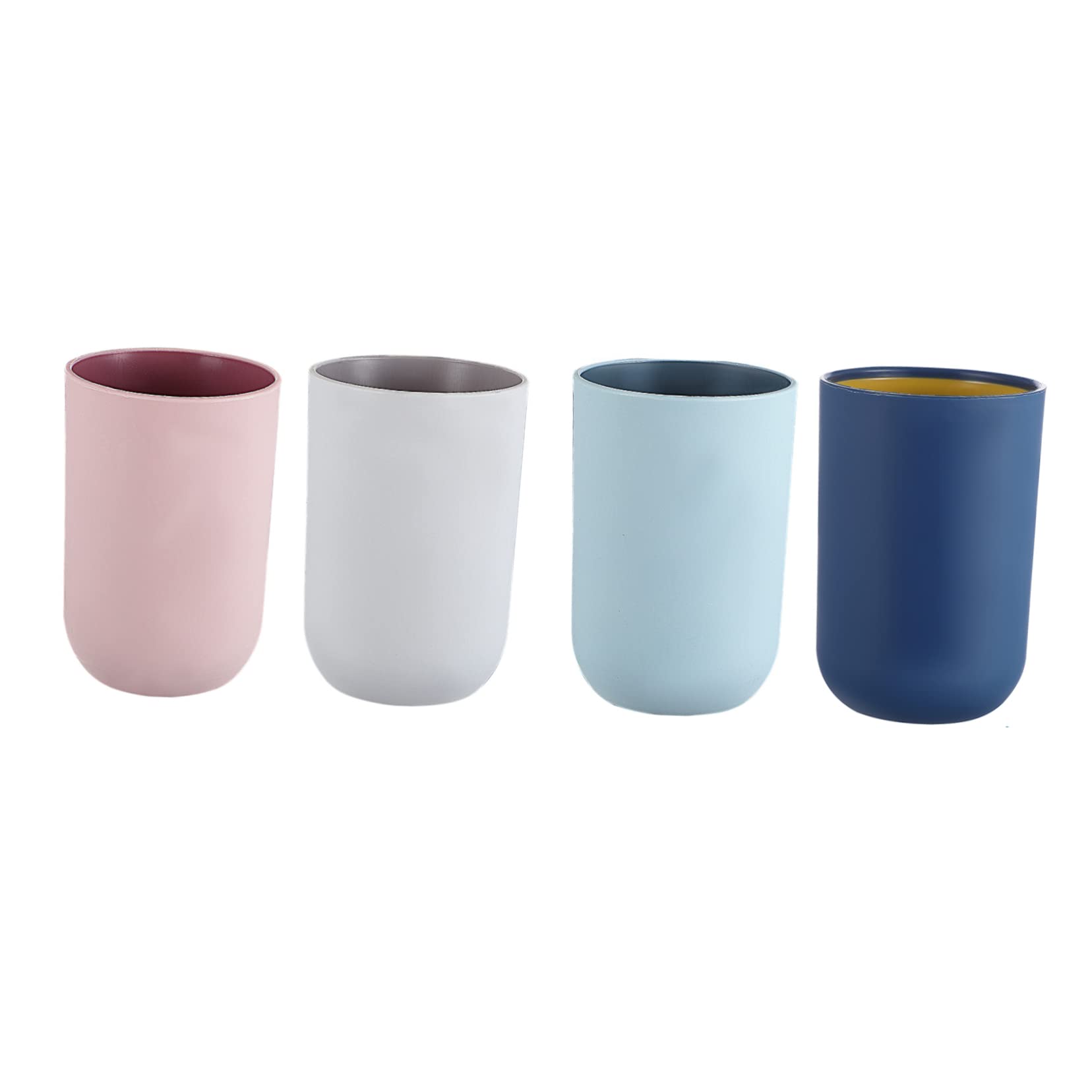 KONTONTY 4pcs Simple Style Toothbrush Cups Tumblers for Mouthwash and Rinsing Easy to Clean and Reusable Random Colors