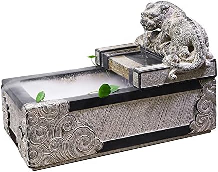 liulishop Indoor Fountain 14.1-Inch Faux Stone Indoor Tabletop Water Fountain Creative Feng Shui Lucky Decorations Office Relaxation Water Fountain Desktop Fountain