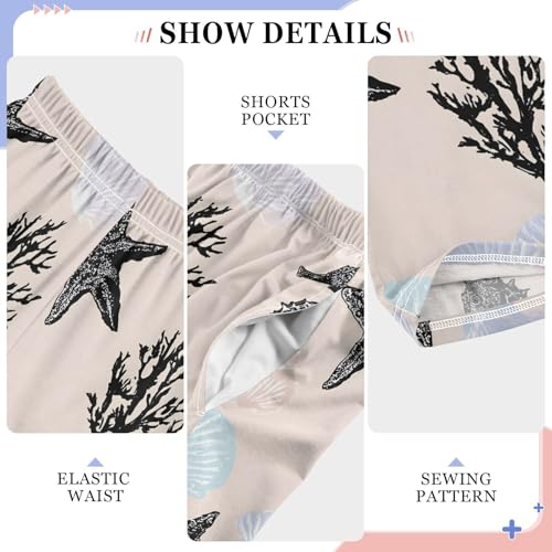 ALAZA Black Seahorse Star Coral Reef Pajama Lounge Pants Long Sleep Pajama Bottoms with Pockets4