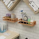 HAI+Bamboo Floating Shelves Wall Mount, Display Ledge Shelf, Wall Mount Shelves, Wall Mount Display Rack, Home Decorative, for Bedroom, Living Room,Bathroom,Kitchen,Office,Nursery Wall Shelf,Set of 2