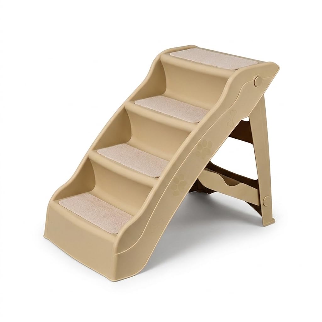 Milageto per Animali Domestici con Superficie Antiscivolo Testurizzata Struttura Portante in Polipropilene con Supporto Triangolare Design Pieghevole E, Beige, Rinforzato e ispessito