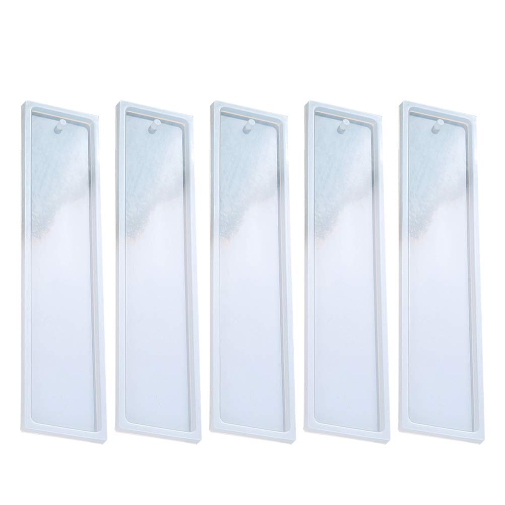 HEALLILY Silicone Bookmark Mold ：5pcs DIY Bookmark Casting Mold Handmade Bookmark Making Rectangle Mold Handiwork Geometric Mold for Hand Projects