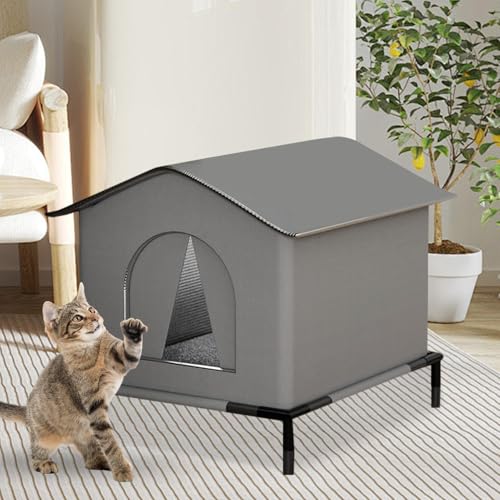 Abri pour chat de jardin et terrasse maisonnette étanche avec tapis