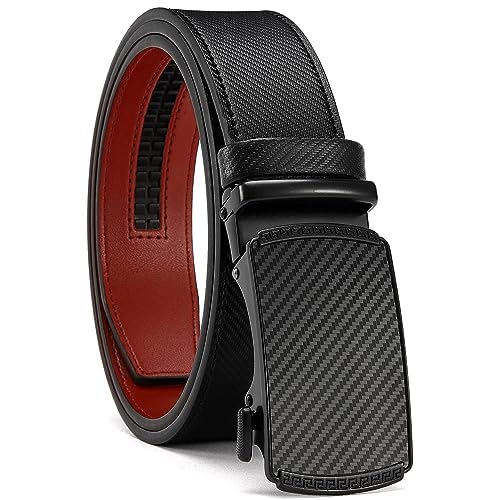 Leather Belts for Men YOORAN Ratchet Belt Sliding Buckle for Dress Pants Casual & Work 1 3/8″ Easily Adjustable Size