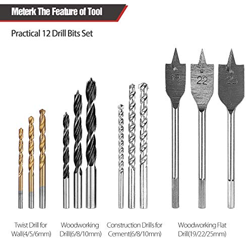 Trapano a Percussione, Meterk 950W 2800 RPM Trapano a Percussione 2 in 1,Impugnatura Girevole a 360 °,Cassetta Degli Attrezzi &12 kit Trapano,Grilletto a 17 Velocità,Adatto per Legno, Muratura,Acciaio