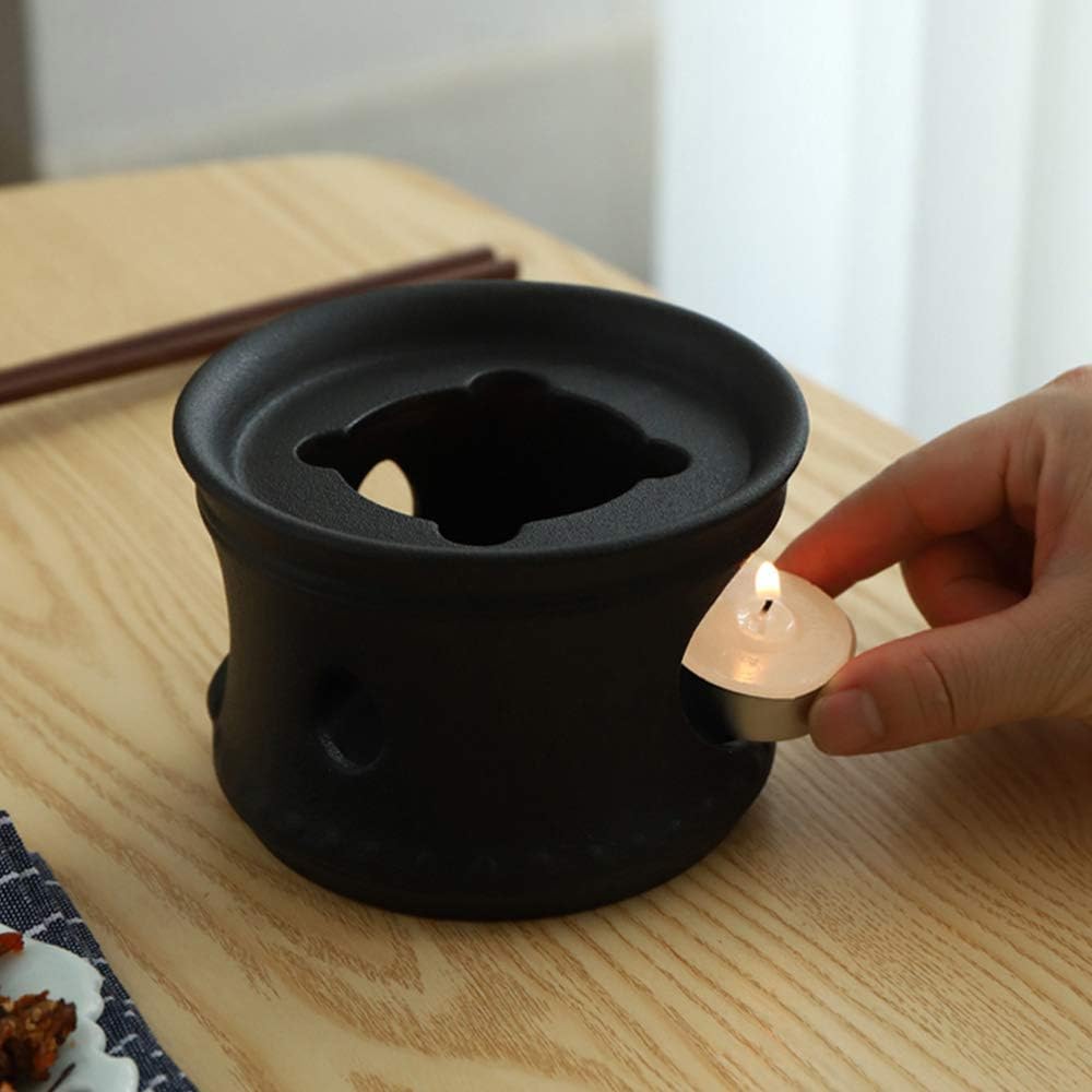 Set da 7 pezzi per sake, set da sake a forma di festival in bambù smaltato nero con pentola più calda e fornello per candele, set regalo per servire sake con manico antiscottatura, per set combinati f