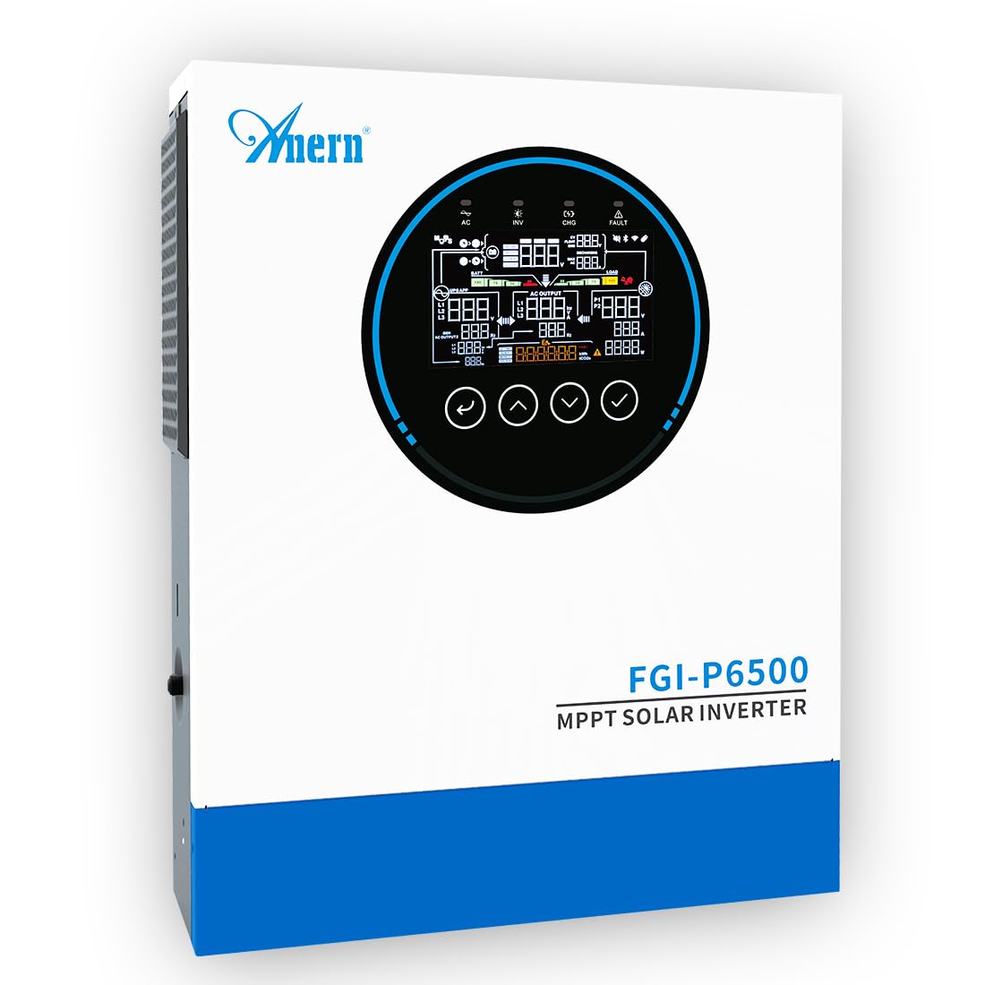 Anern 6500W Inversor Híbrido 48 VCC a 220-240 VCA,Admite 9 Unidades en Paralelo Inversor Solar, Puerto BMS/PE, Controlador de Carga MPPT 120 A Integrado, Puede Funcionar Sin Batería