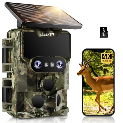 iZEEKER Wildkamera WLAN Duales Objektiv 4K 30fps 60MP, Wildtierkamera mit Sternenlicht Nachtsicht...