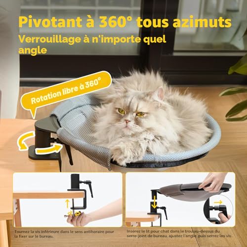 Lit de bureau pour chat CATISM pour libérer l'espace de travail et le clavier - 4