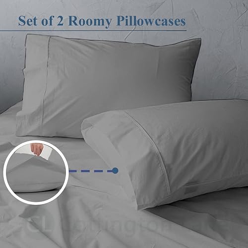 Miniatura 4 de Juego de sábanas tamaño California King, juego de sábanas de 400 hilos, sábanas de 100% algodón, sábanas de alta calidad, juego de 4 piezas, sábanas