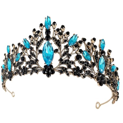 DEARMAMY Túnica Tiaras para Mujer Ceremonia Novia Tiaras De Diamantes De Imitación Boda Nupcial Women Fuente Decoraciones Tocado De Guirnalda Damas De Honor Aleación De Zinc Sky-Blue