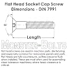 MonsterBolts - M3 x 5mm Flat Head Socket Cap Screws, DIN 7991, A2 Stainless Steel, 10 Pack