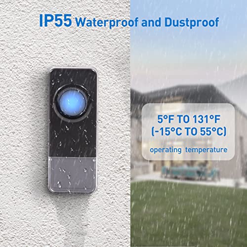 Wireless Doorbell, Ptspdp Doorbell Chimes Kit, Door Chime For Home/Classroom, Ip55 Waterproof Doorbell Operating At 1000Ft Range With 58 Chimes, 5-Level Volume & Led Light #TOP1