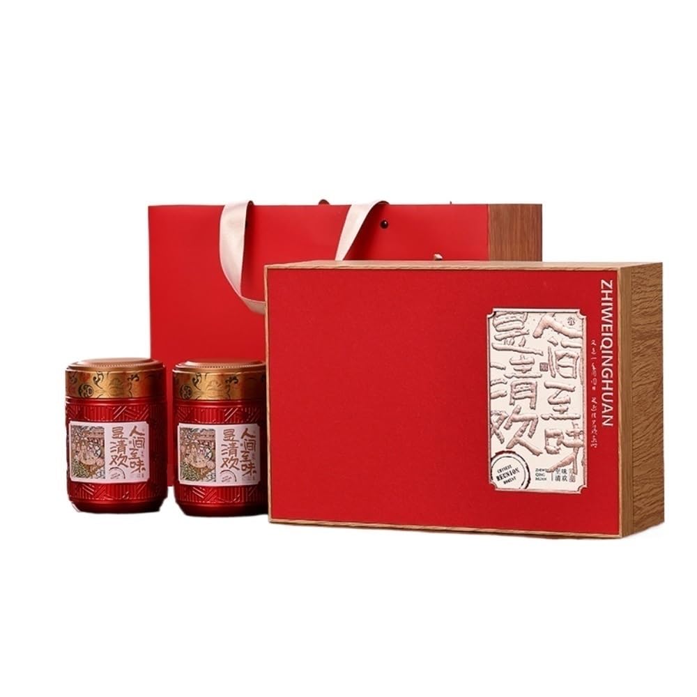 XYNSNDB Teedose, große Tee-Aufbewahrungsdose, runde Dose, versiegelte Dose, Leere Dose, Retro-chinesisches Tee-Set, Doppeldose, Geschenkbox-Set, Teedose (A)