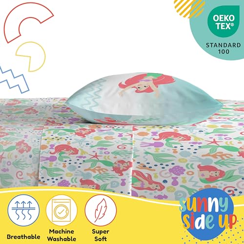 Image of Sunny Side Up Disney The Little Mermaid Twin Sheet Set - 3 Piece Kids Bedding Set Includes Pillow Cover - Super Soft Ariel Microfiber Sheets