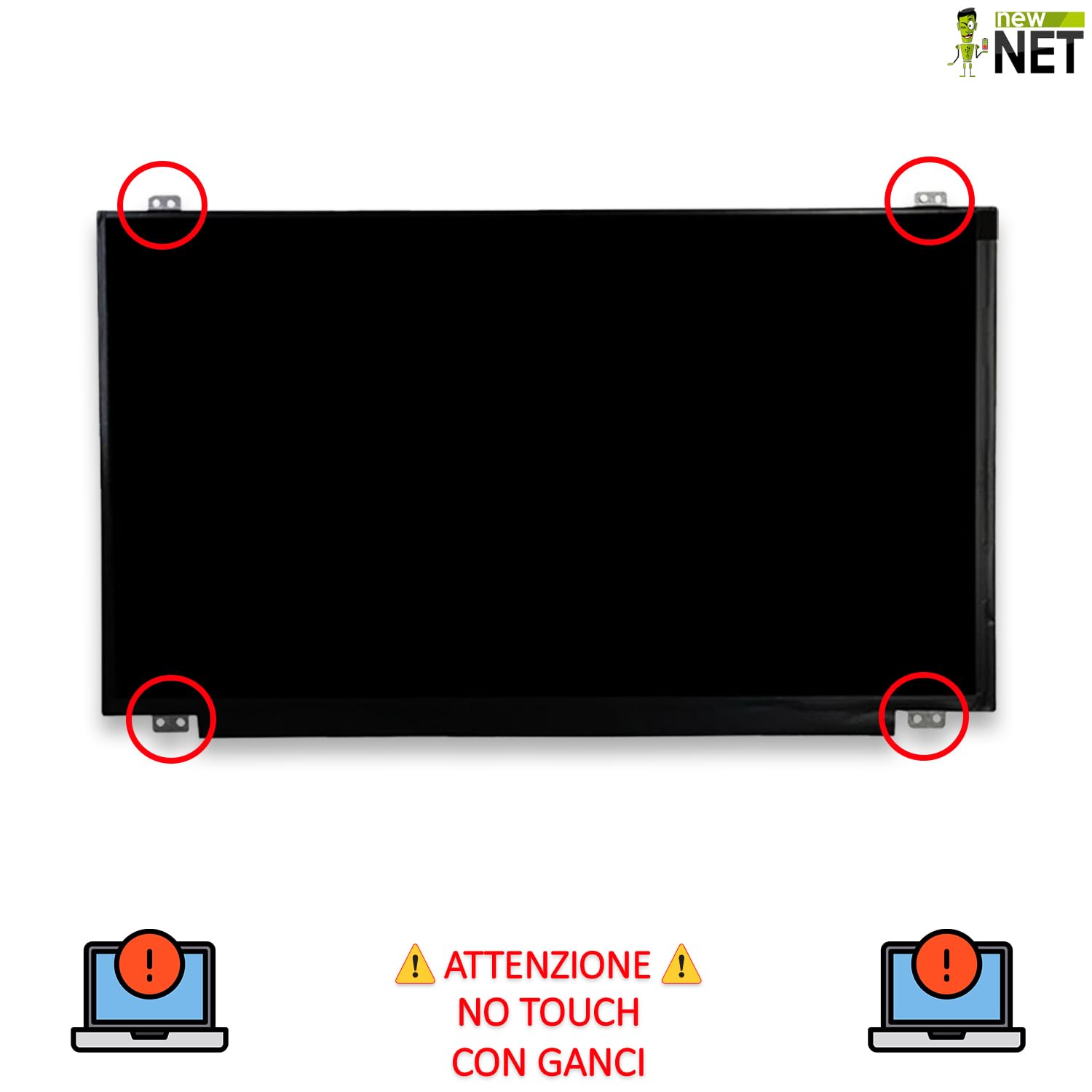 new net - Pannello Schermo Display LCD Compatibile con Lenovo 5D10G93202, 5D10G93203, 5D10G94547, 5D10H12049, 5D10H13020, 5D10H13022, 5D10H15253 [15.6 Pollici - HD - 1366 x 768-30 Pin]