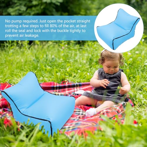 Chaise longue gonflable légère iplusmile pliable en nylon robuste couleur azur