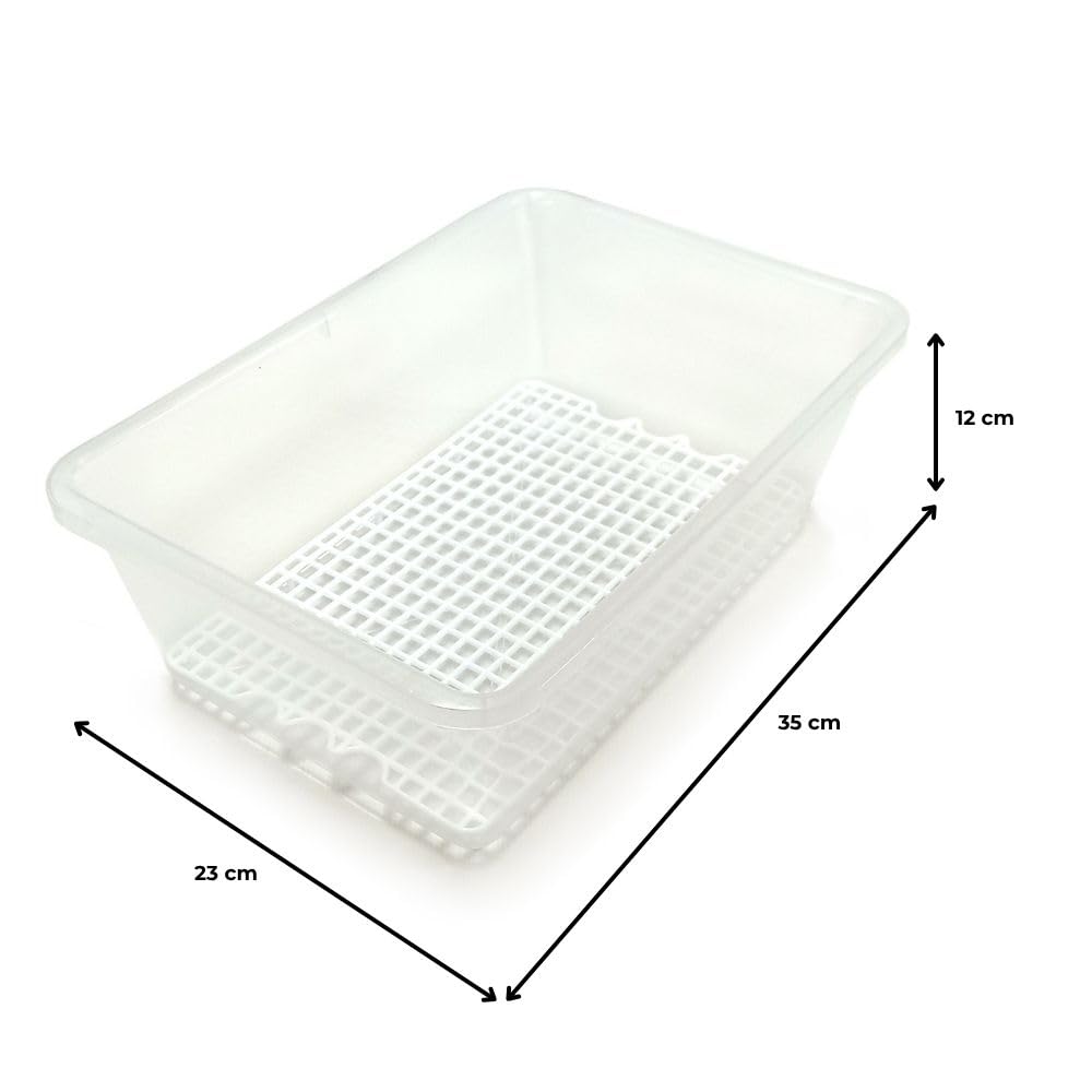 Pack 6 Bandejas Descongelar Alimentos 6,5L Tapa Beige y Rejilla Antigoteo | 36 x 24 x 12,5cm. Sin BPA. Recipiente para descongelación más higiénica. Ideal cocinas, restaurantes, hostelería y cátering