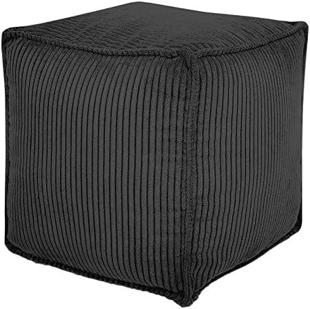 Louis Donné Handmade Modern Decor Pouffe Cover, Square 45cm Unfilled Classical Stripe Style Ottoman,Supersoft Corduroy Storage Padding Footstool for Living Room Bedroom Indoor and Outdoor - Blue
