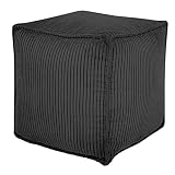 Louis Donné Pouf Ottoman Foot Rest, Pouf Ottoman Cover, 17.7" Color Black Square Boho Pouf Ottoman w